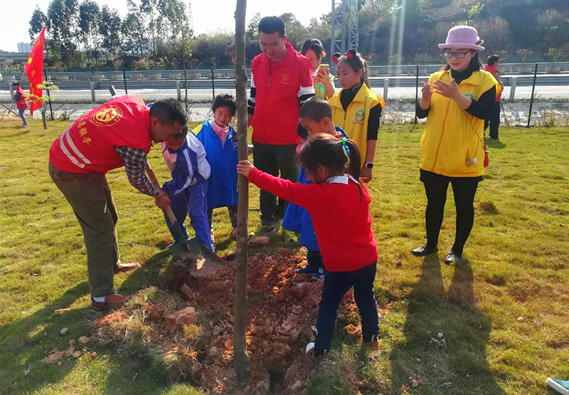 银河集团(galaxy)志愿者在植树中